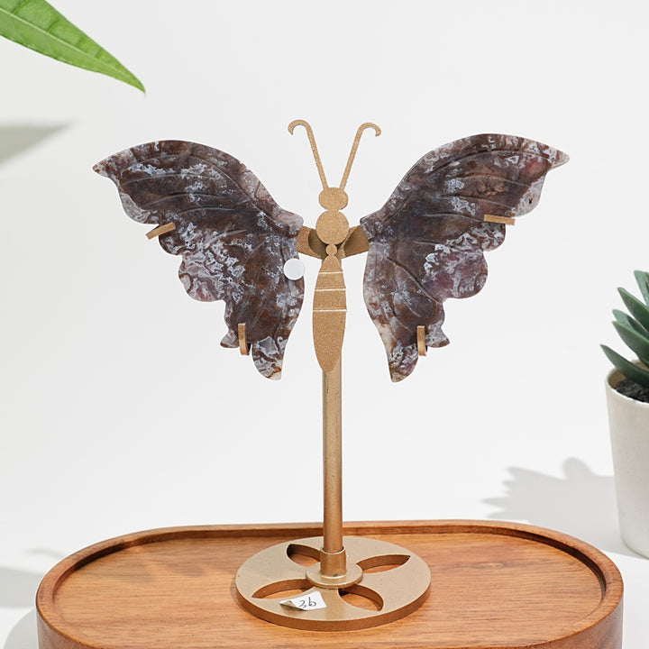 Unique,A Slightly Imperfect Natural Moss Agate Butterfly Wing Display