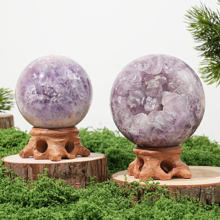 Natural Amethyst  Flower Agate Sphere