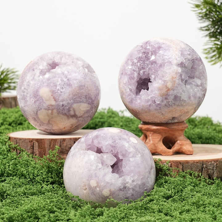 Natural Amethyst  Flower Agate Sphere