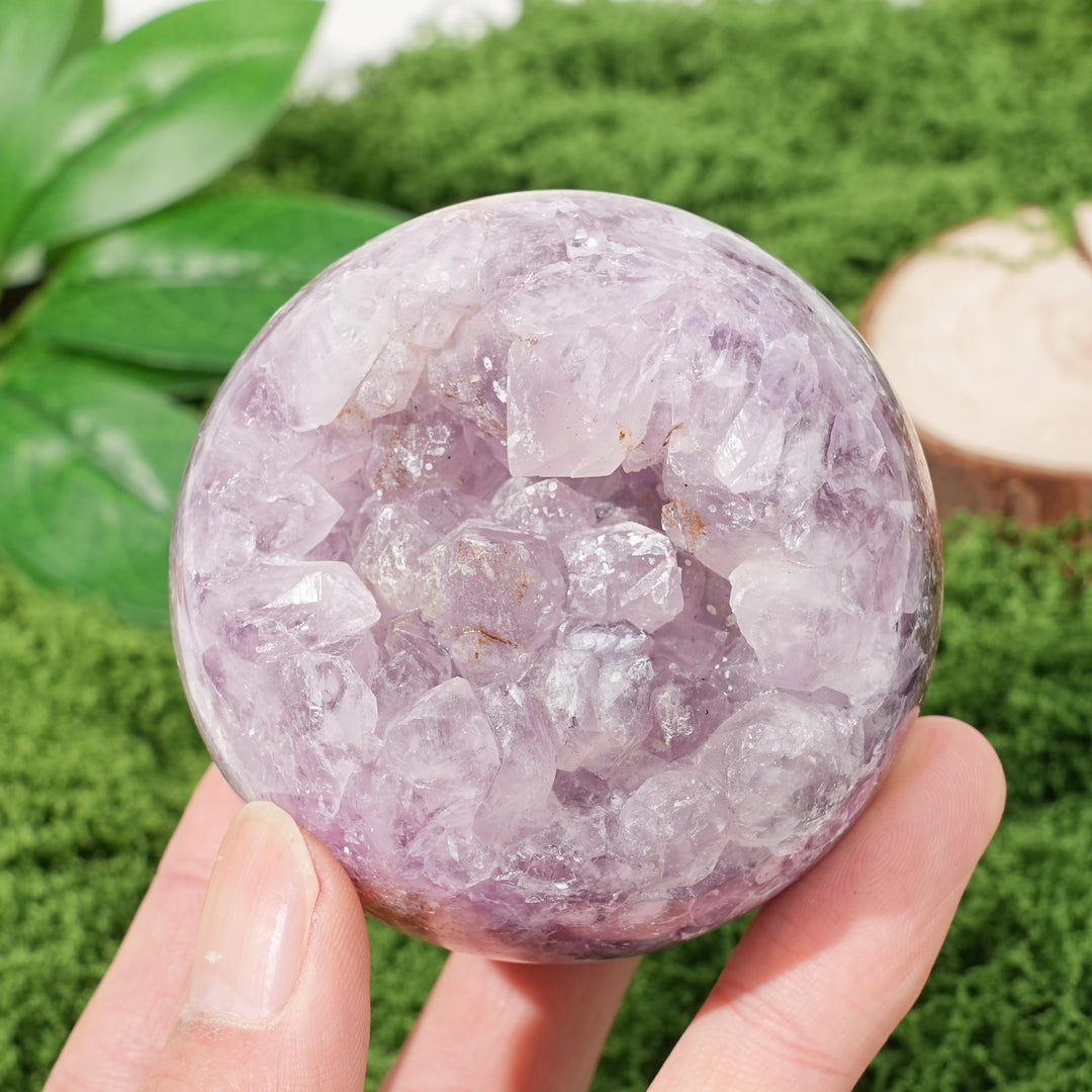 Natural Amethyst  Flower Agate Sphere