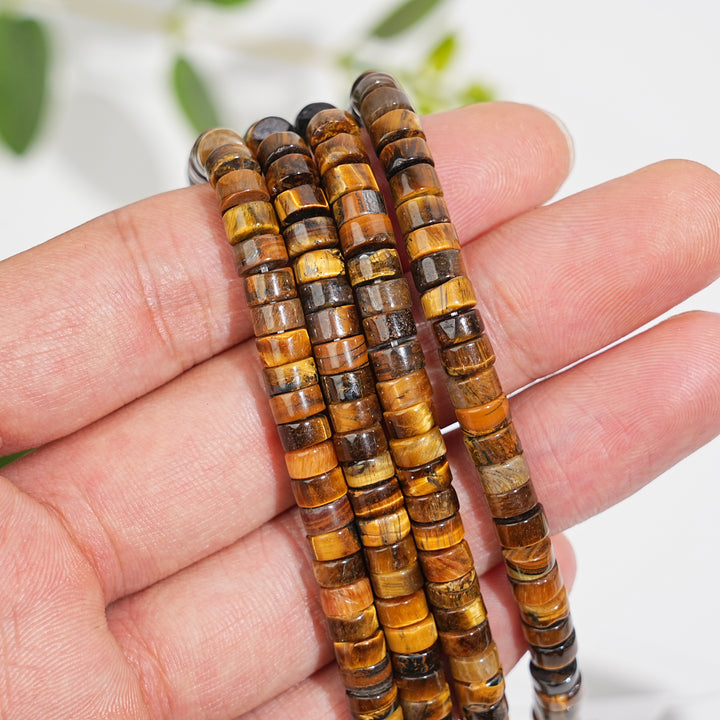 Natural Crystal Flat Cylinder Shape Bead Strand