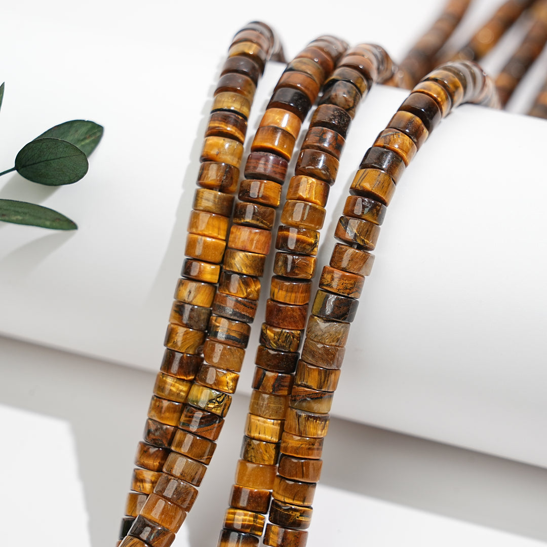 Natural Crystal Flat Cylinder Shape Bead Strand