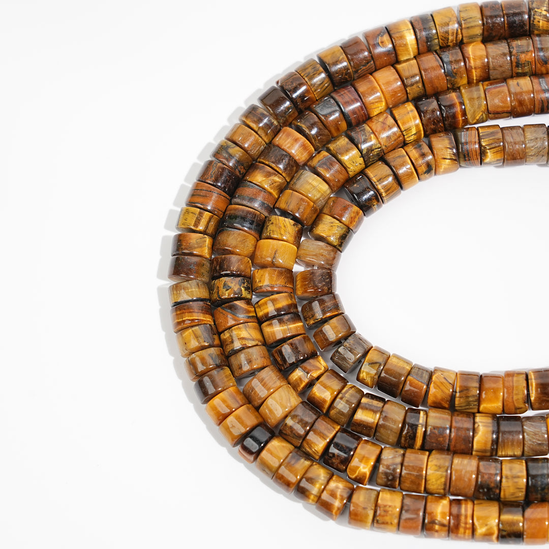 Natural Crystal Flat Cylinder Shape Bead Strand