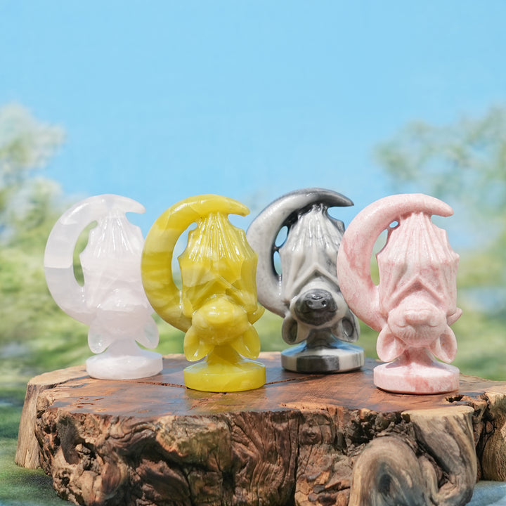 Natural Crystal Carving Moon Bat