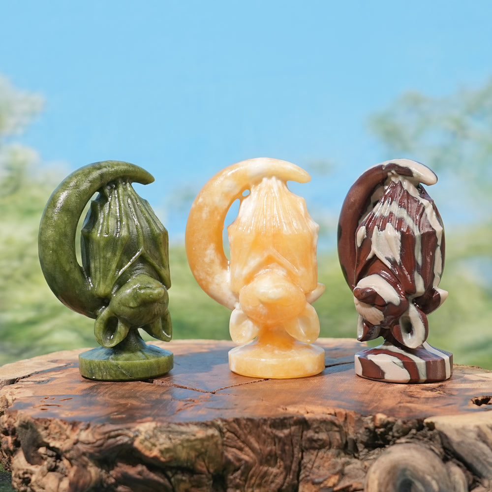 Natural Crystal Carving Moon Bat