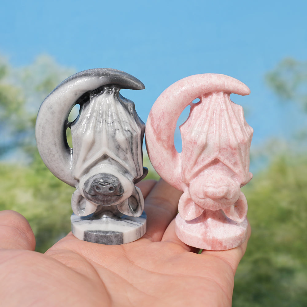 Natural Crystal Carving Moon Bat