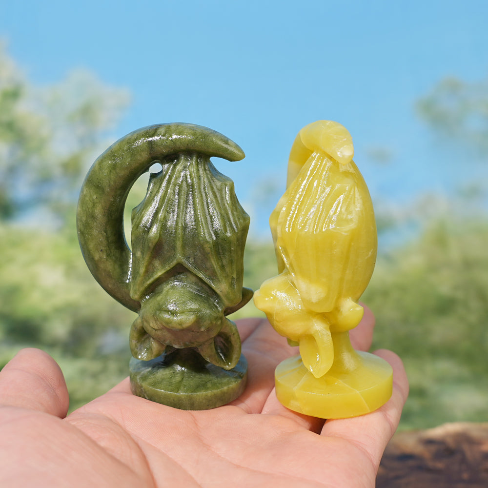 Natural Crystal Carving Moon Bat