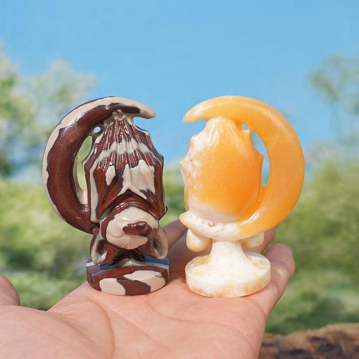 Natural Crystal Carving Moon Bat