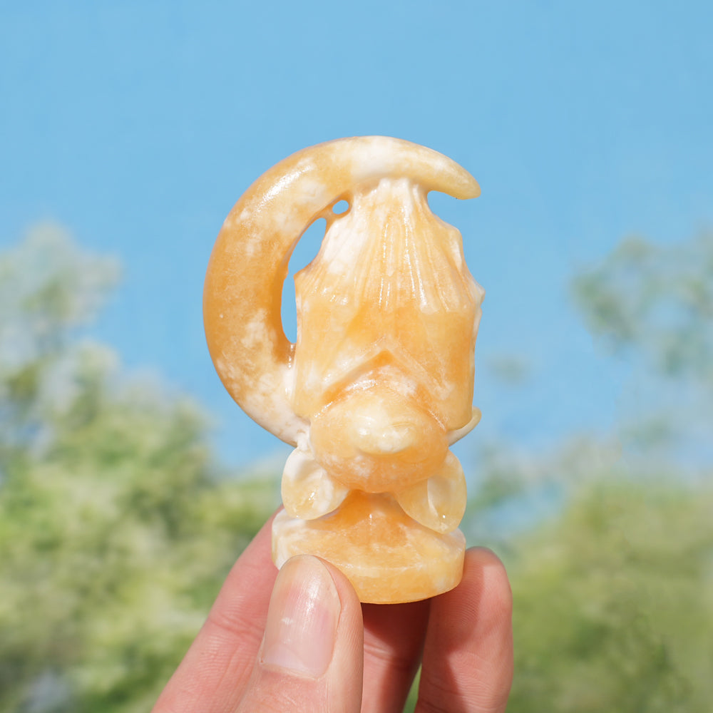 Natural Crystal Carving Moon Bat