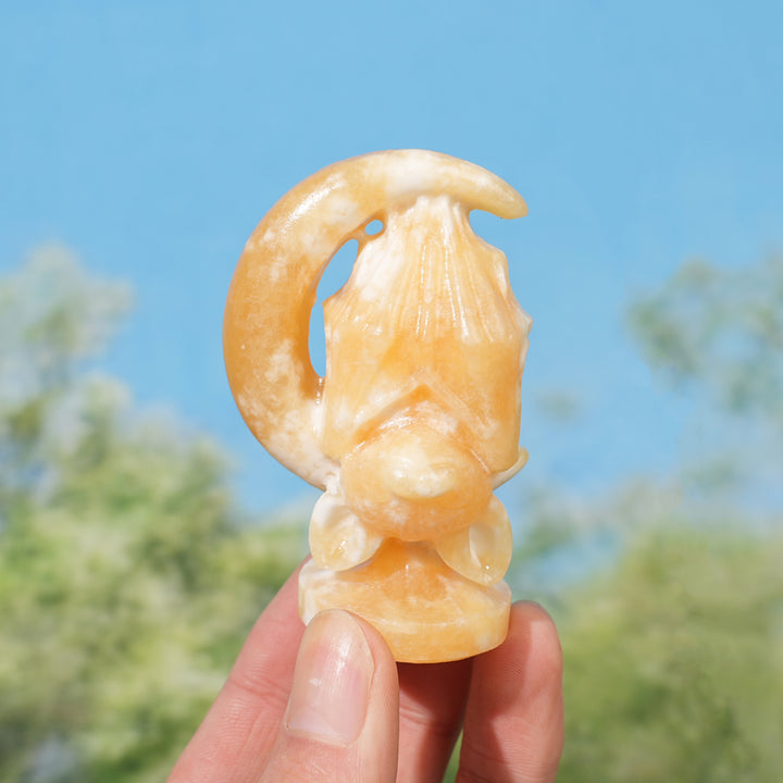 Natural Crystal Carving Moon Bat