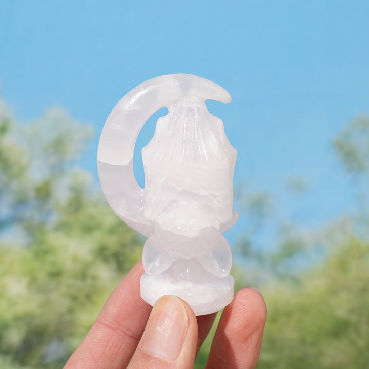 Natural Crystal Carving Moon Bat