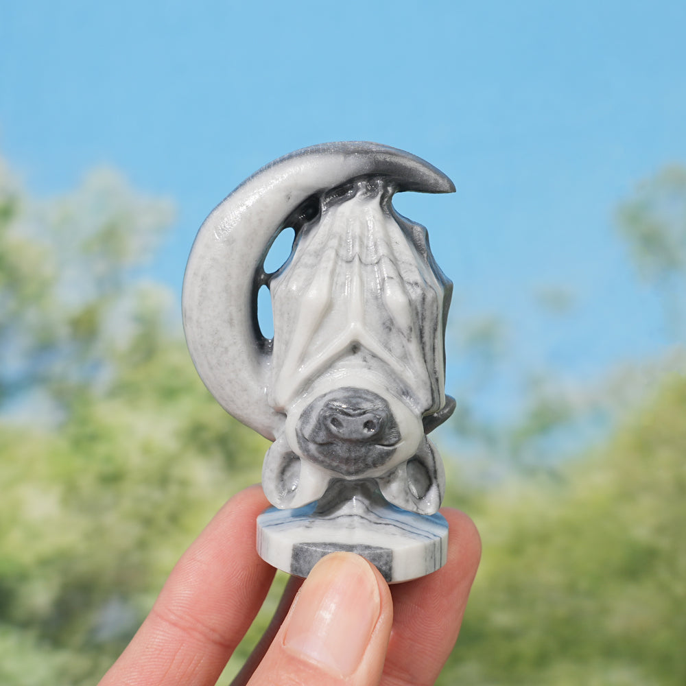 Natural Crystal Carving Moon Bat