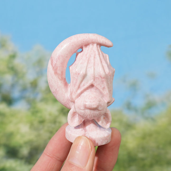 Natural Crystal Carving Moon Bat