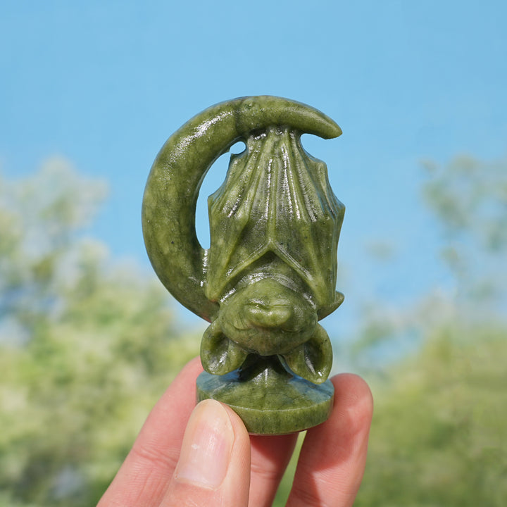 Natural Crystal Carving Moon Bat