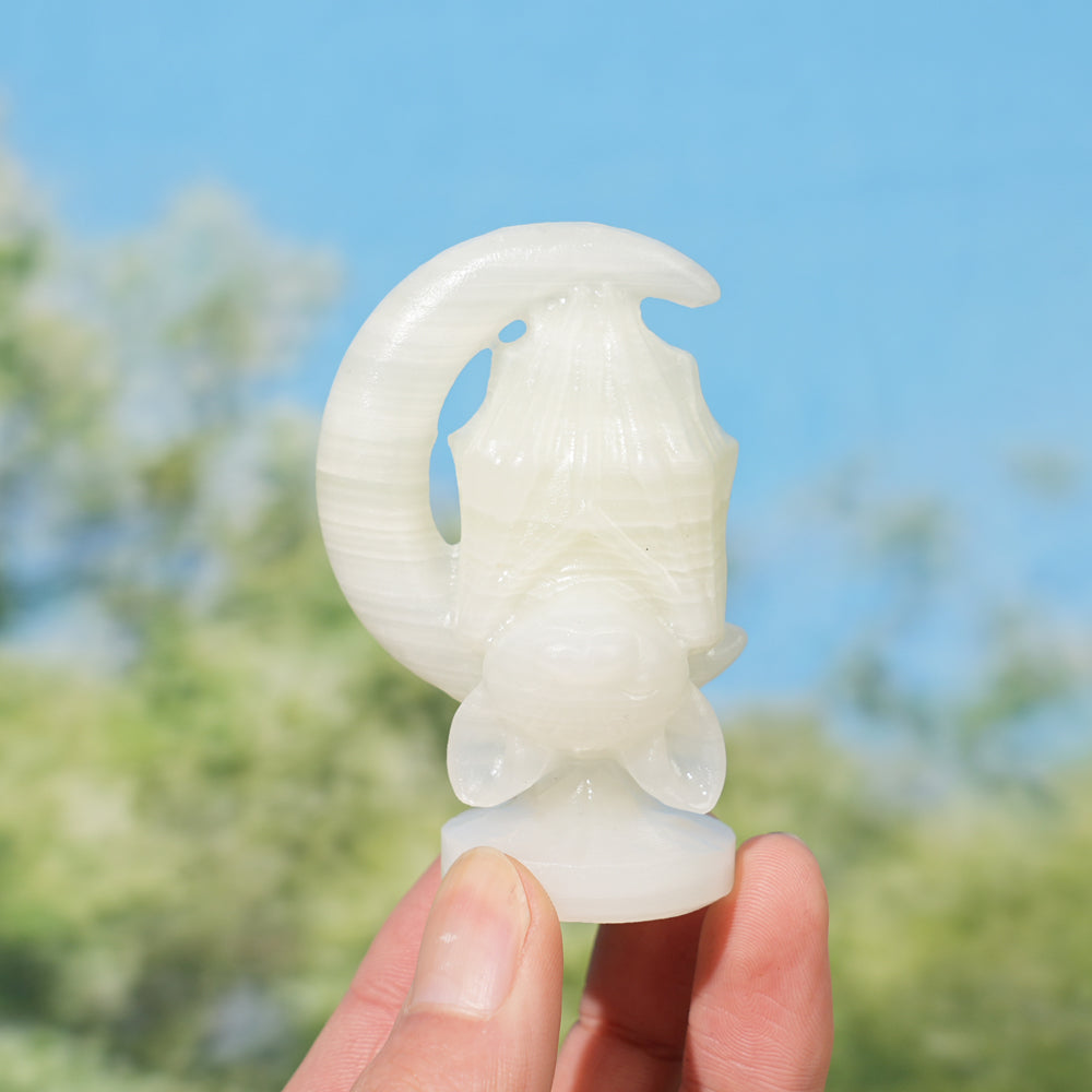 Natural Crystal Carving Moon Bat