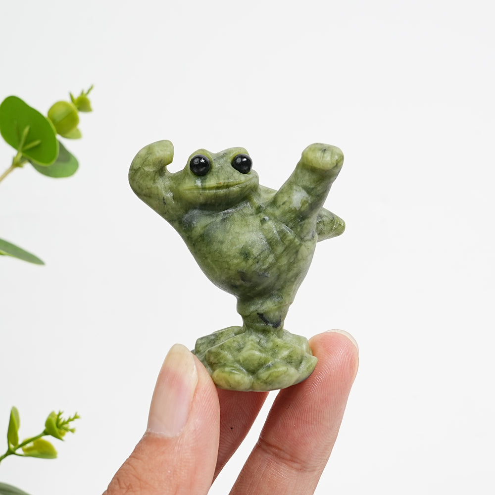 Natural Crystal Carving Serpentine Kung Fu Frog