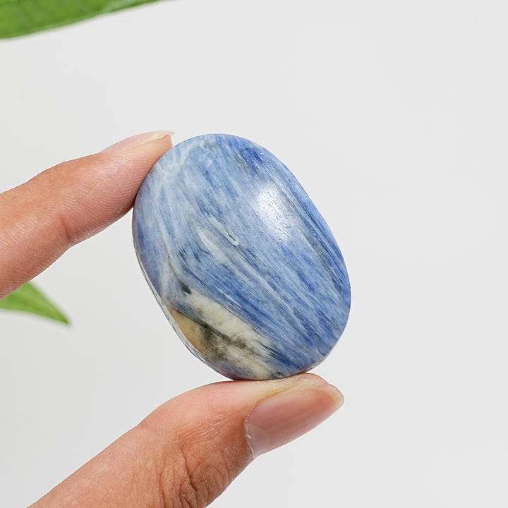 Natural Exquisite Blue Kyanite Crystal Palm Stone