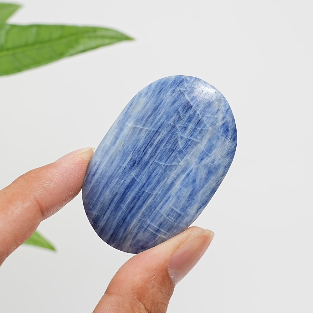 Natural Exquisite Blue Kyanite Crystal Palm Stone