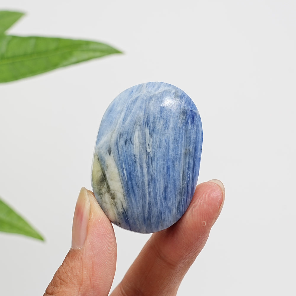 Natural Exquisite Blue Kyanite Crystal Palm Stone