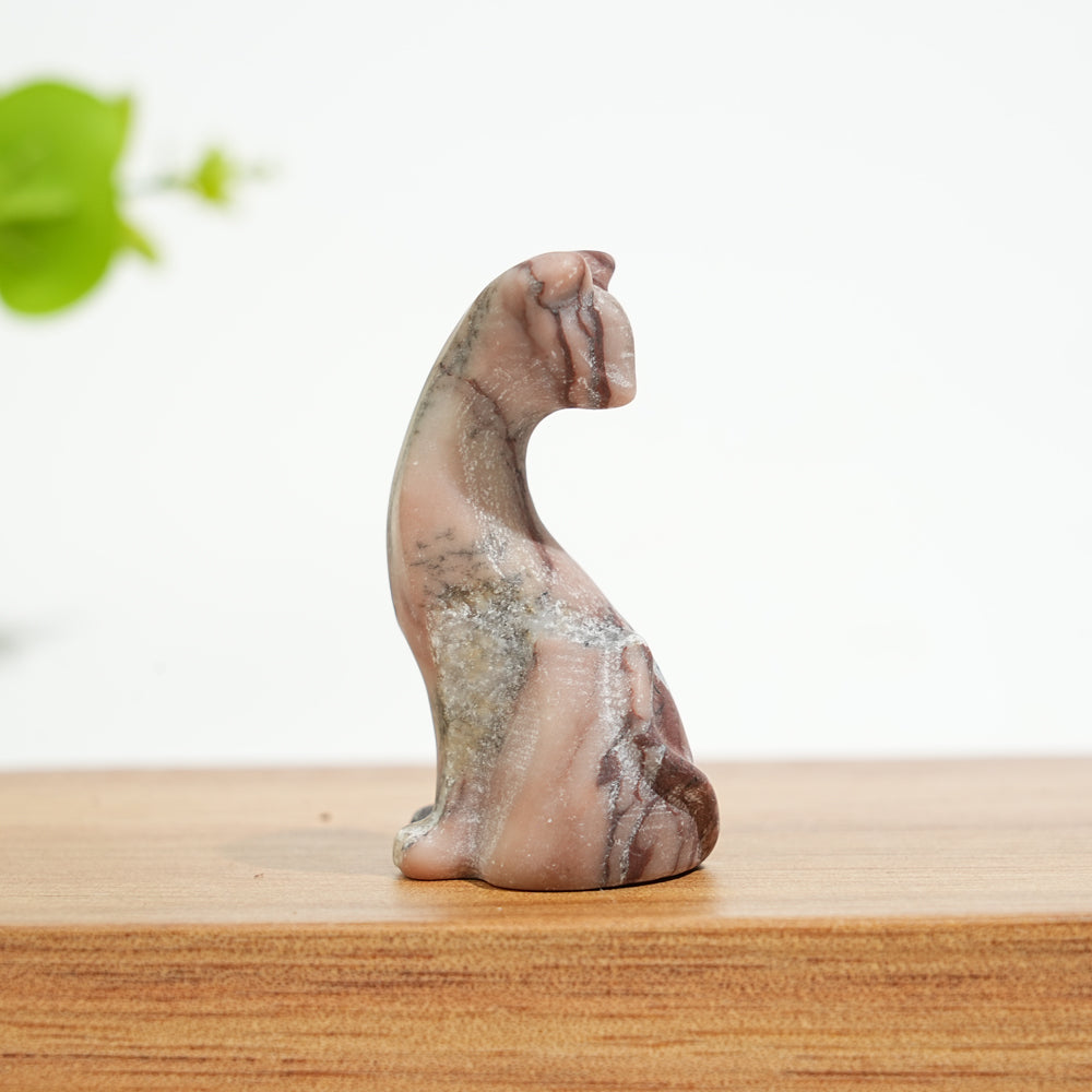 Natural Crystal Carving Looking Back Cat