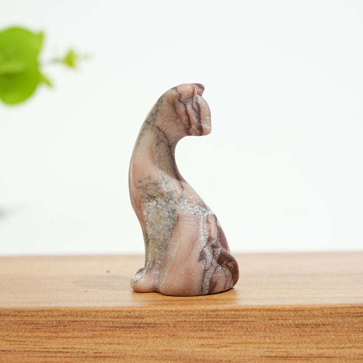 Natural Crystal Carving Looking Back Cat