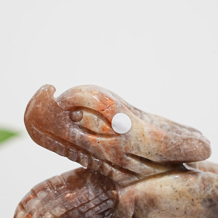 Unique,A Slightly Imperfect Natural Sunstone-Moonstone Winged Dragon Carving