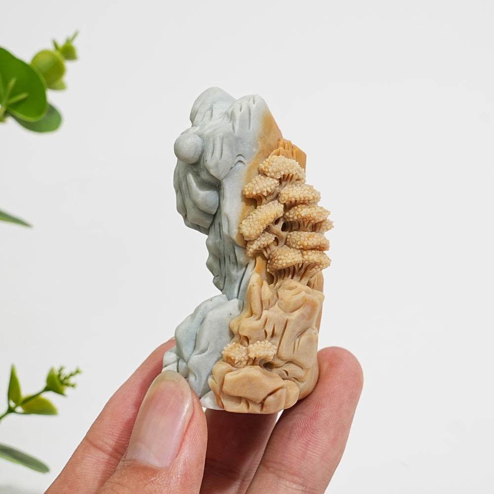 Unique,Natural Crystal Carving Scenic Alashan Agate Mountain Landscape