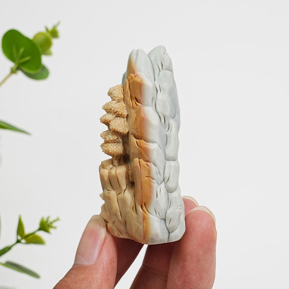Unique,Natural Crystal Carving Scenic Alashan Agate Mountain Landscape