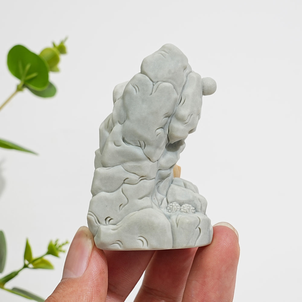 Unique,Natural Crystal Carving Scenic Alashan Agate Mountain Landscape
