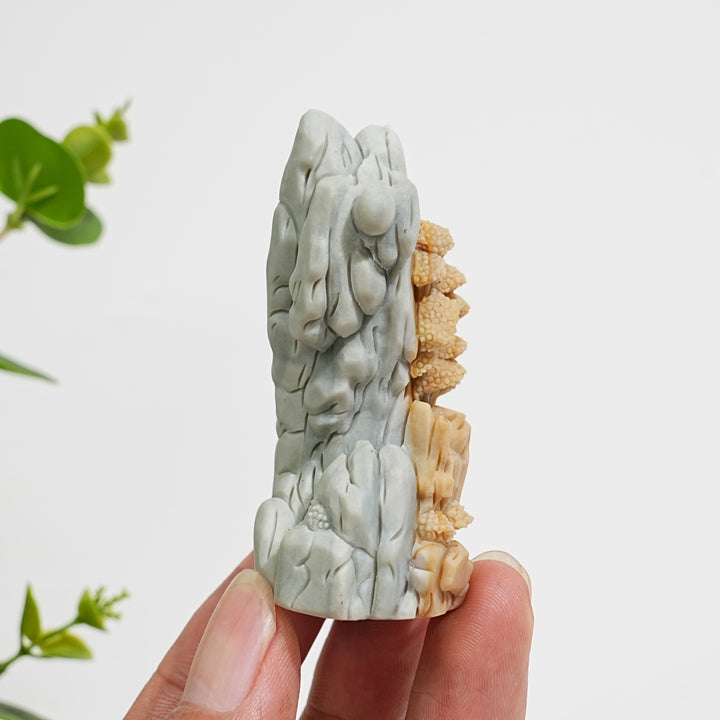 Unique,Natural Crystal Carving Scenic Alashan Agate Mountain Landscape