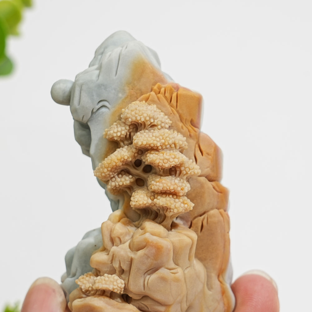 Unique,Natural Crystal Carving Scenic Alashan Agate Mountain Landscape