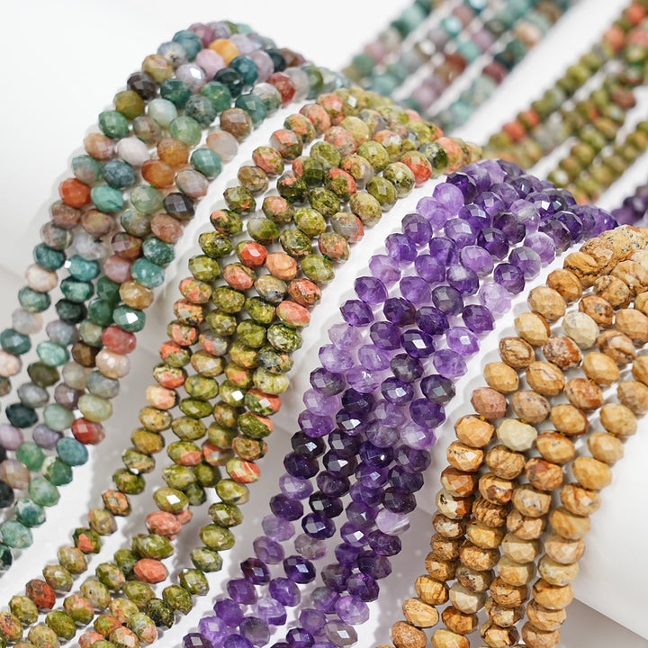 Natural Crystal Faceted Rondelle Bead Strand
