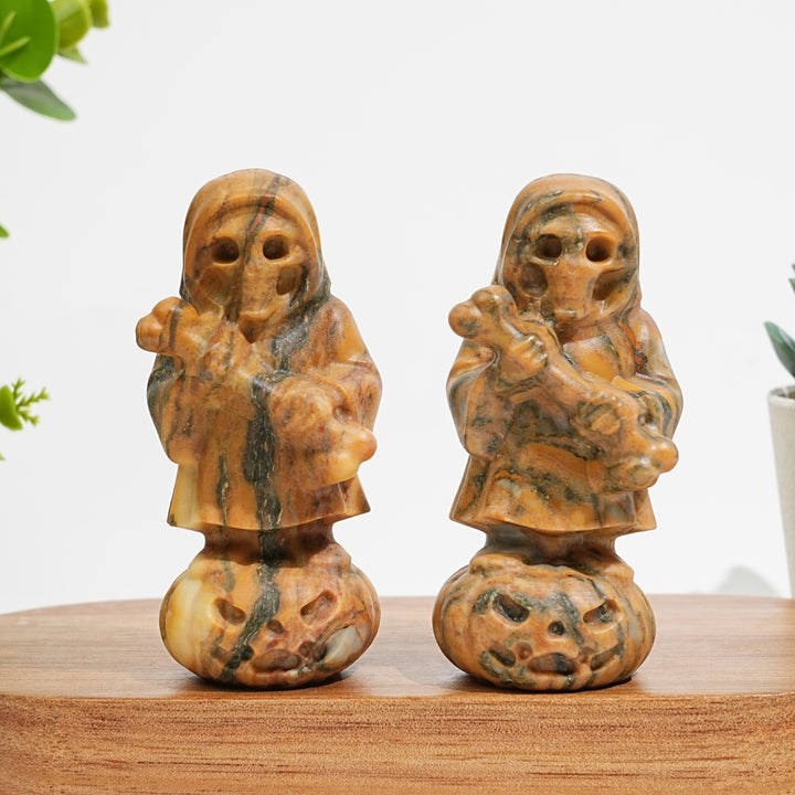 Natural Crystal Grim Reaper On Pumpkin