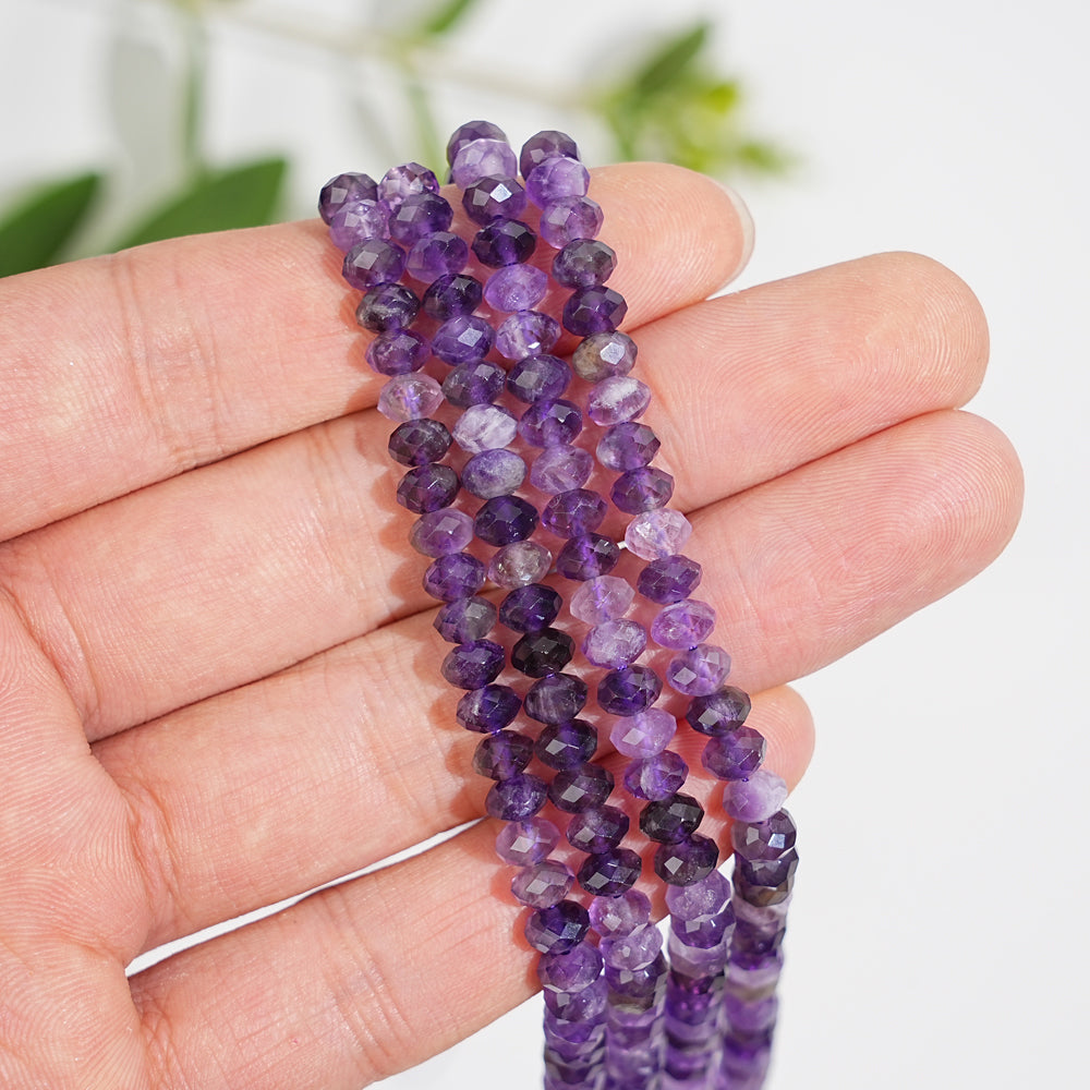 Natural Crystal Faceted Rondelle Bead Strand