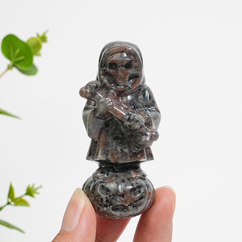 Natural Crystal Grim Reaper On Pumpkin