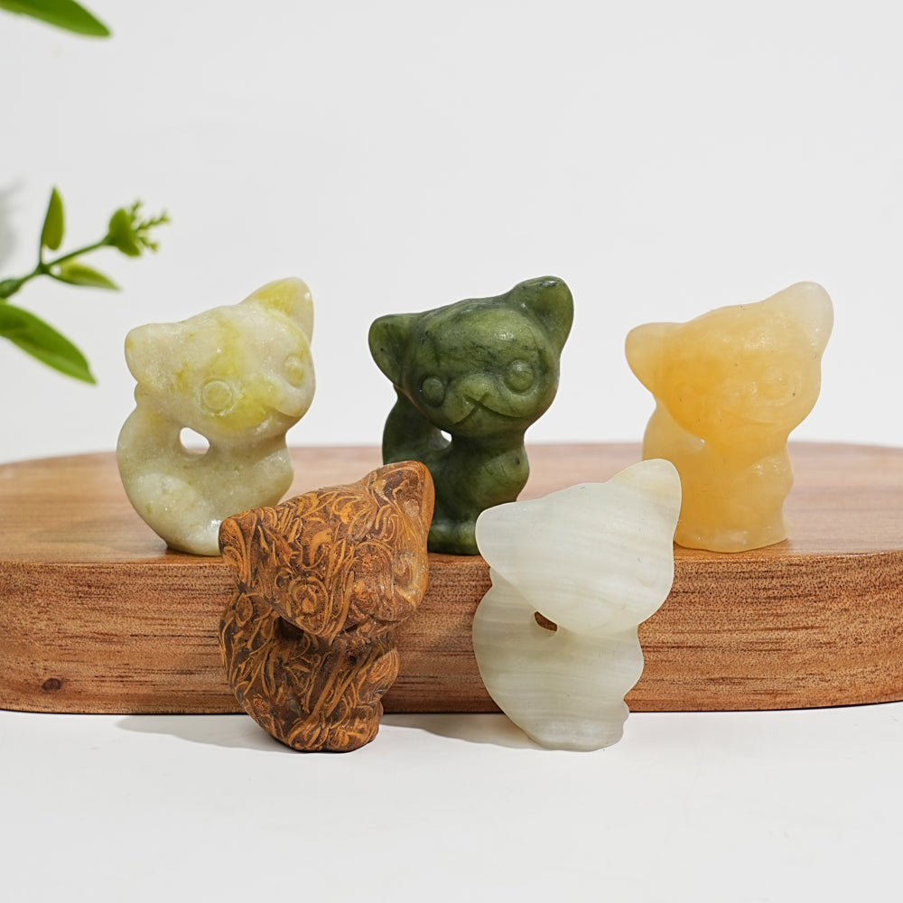 Natural Crystal Carving Hollow Out Cat