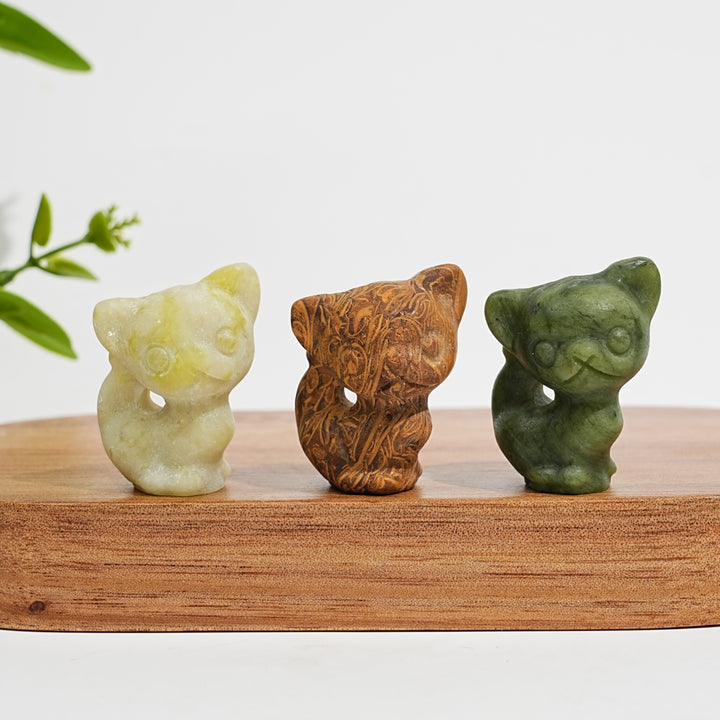 Natural Crystal Carving Hollow Out Cat