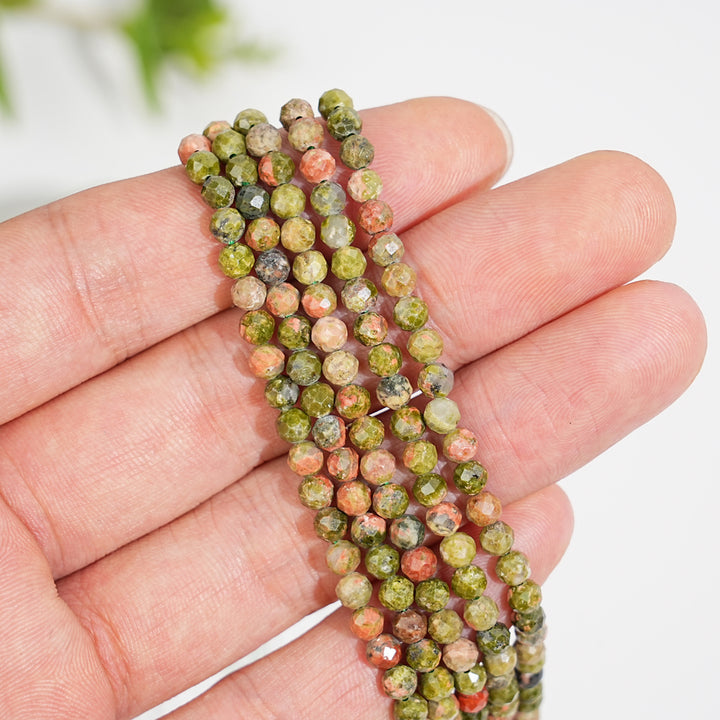 Natural Crystal Round Faceted Bead Strand