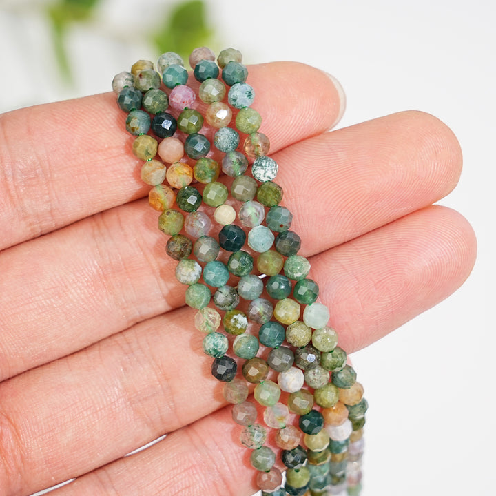 Natural Crystal Round Faceted Bead Strand