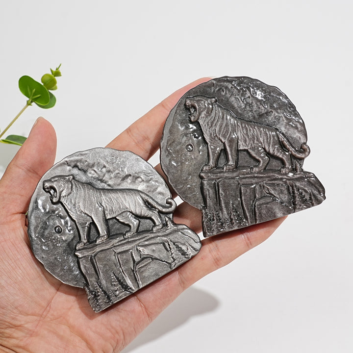 Natural Crystal Silver Obsidian Tiger Plaque