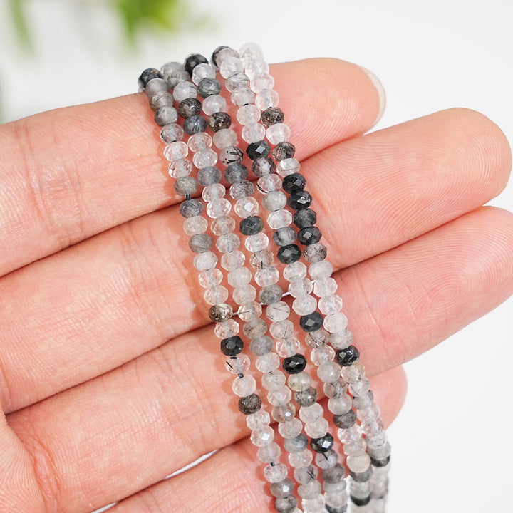 Natural Crystal Round Faceted Bead Strand