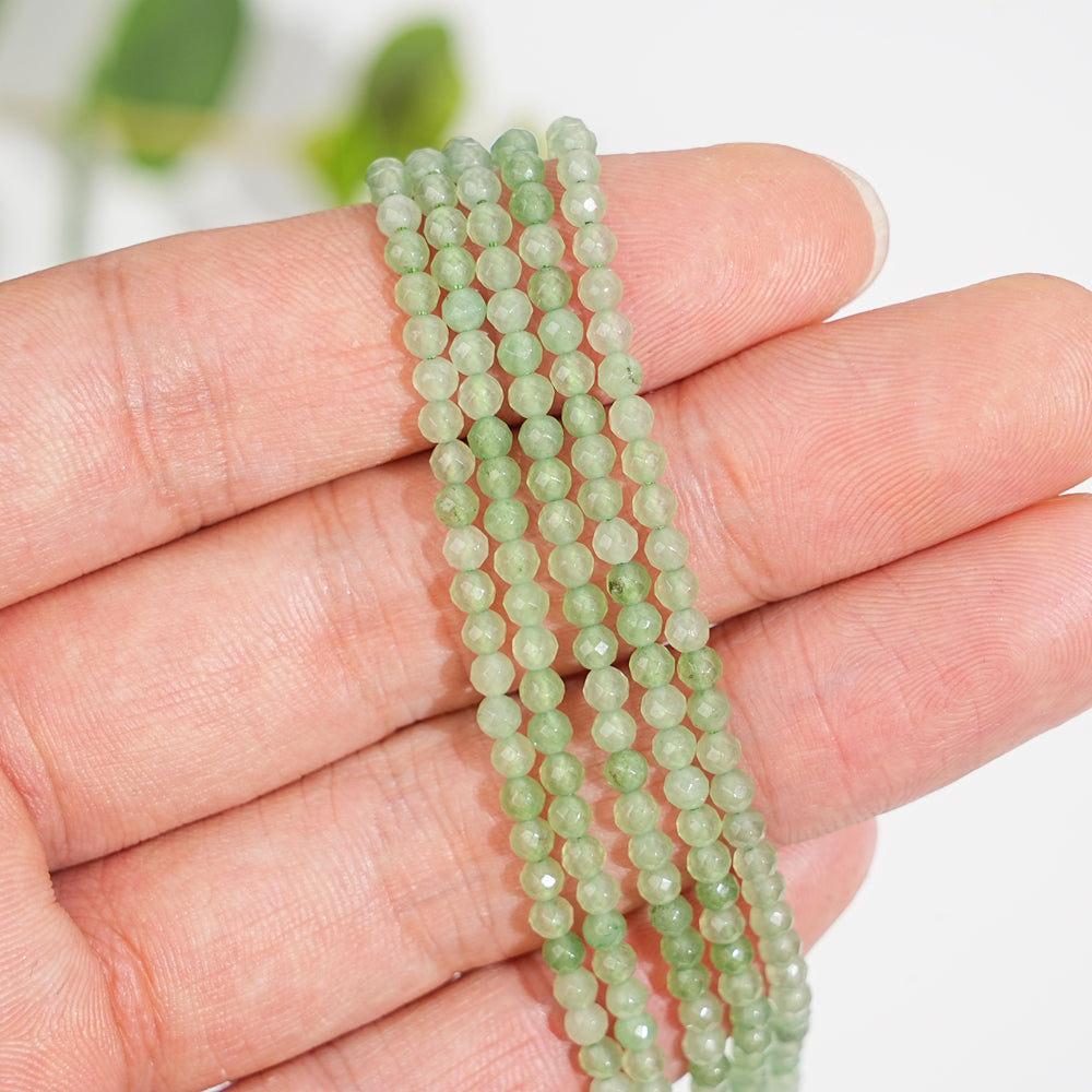 Natural Crystal Round Faceted Bead Strand