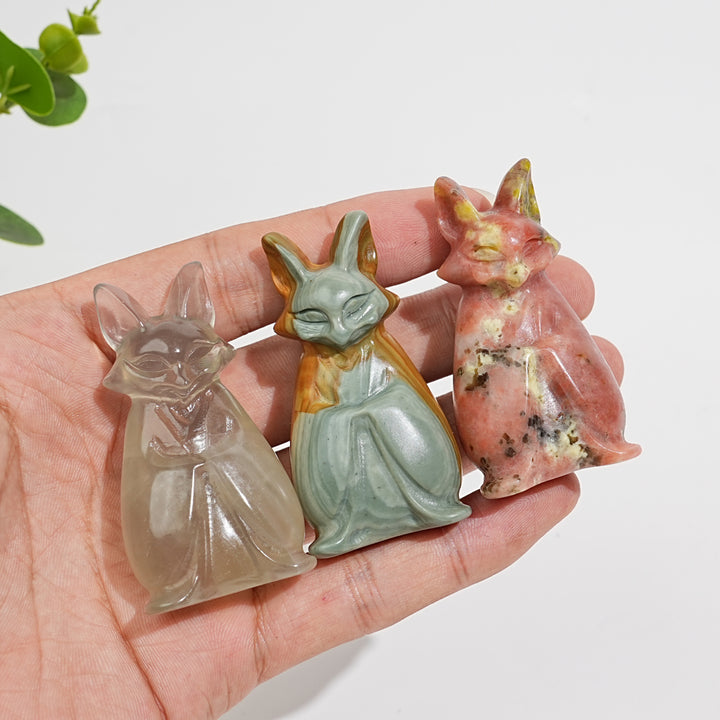 Natural Crystal Carving Cute Fox Spirit