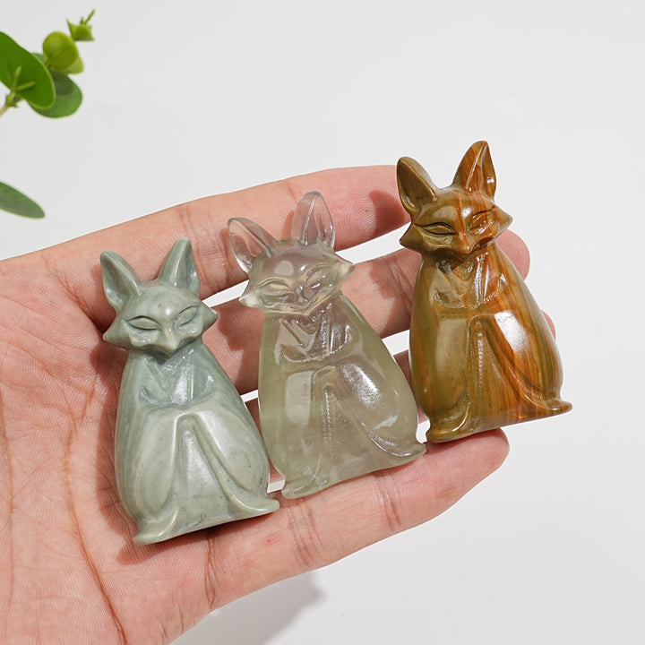 Natural Crystal Carving Cute Fox Spirit