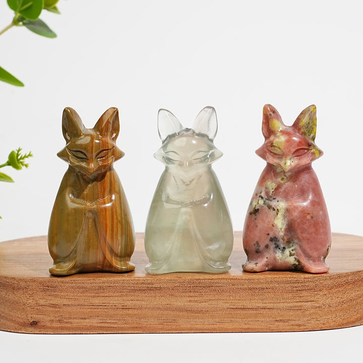 Natural Crystal Carving Cute Fox Spirit