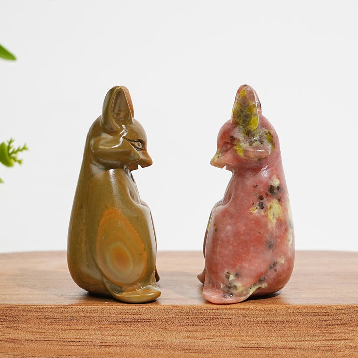 Natural Crystal Carving Cute Fox Spirit