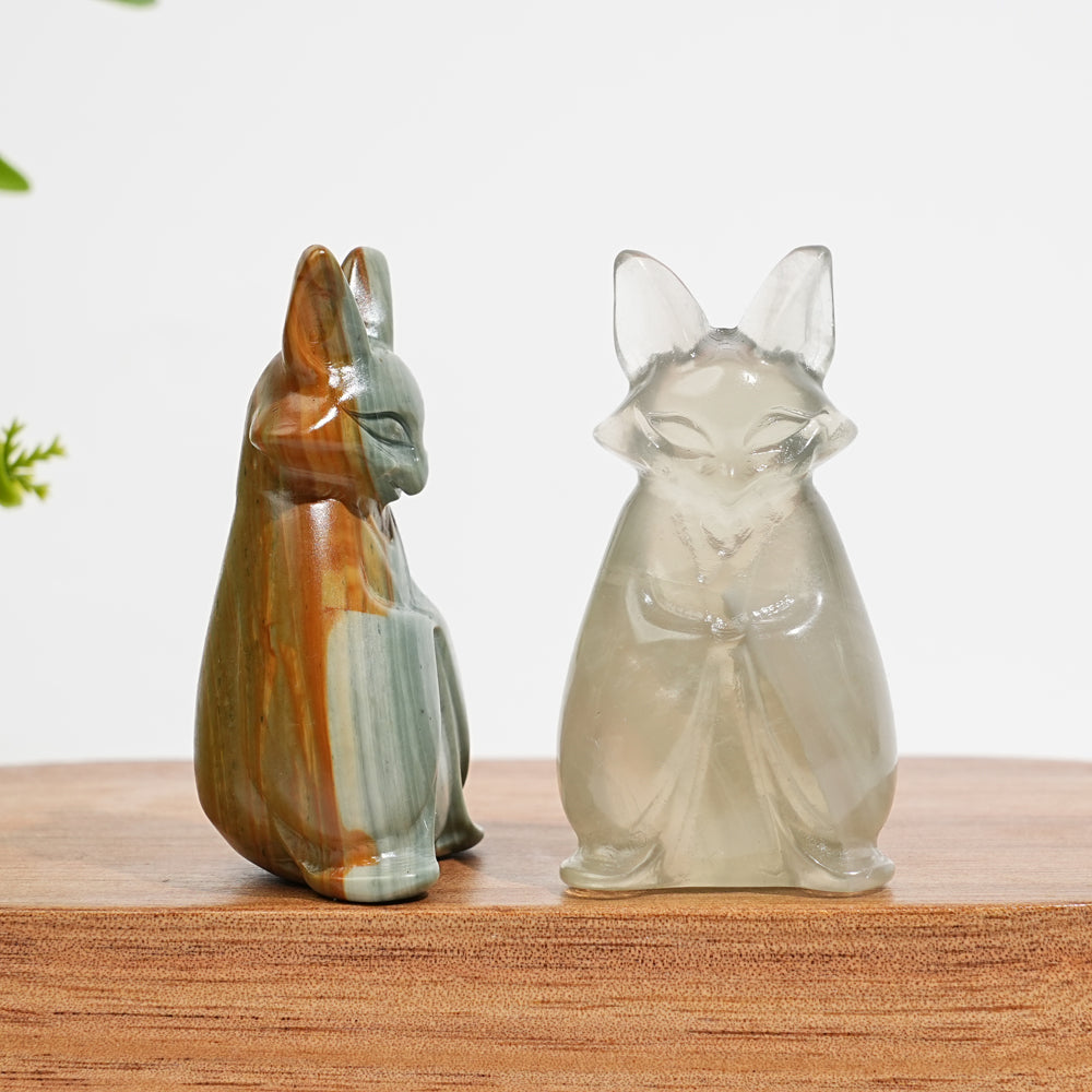 Natural Crystal Carving Cute Fox Spirit