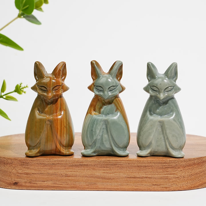 Natural Crystal Carving Cute Fox Spirit
