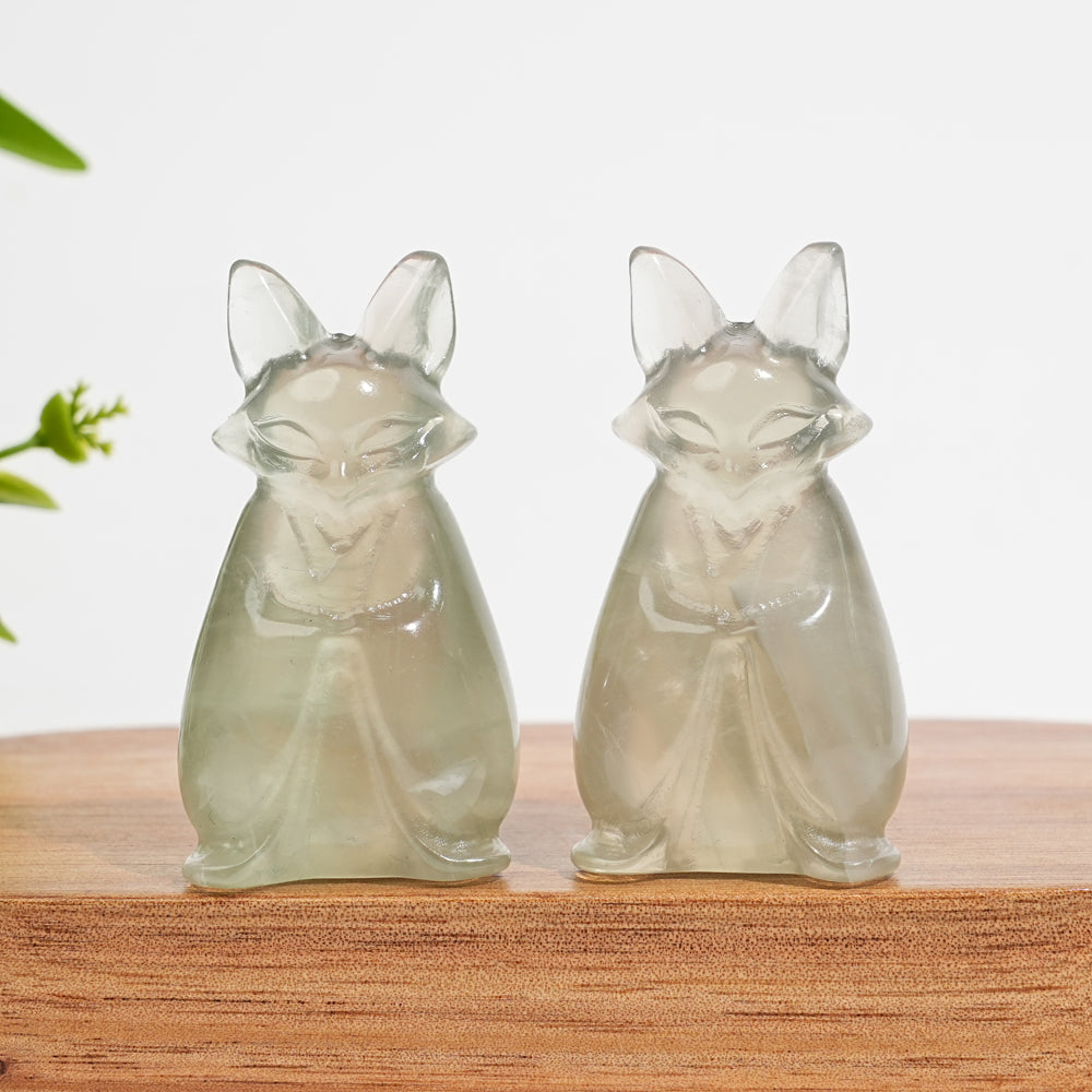 Natural Crystal Carving Cute Fox Spirit