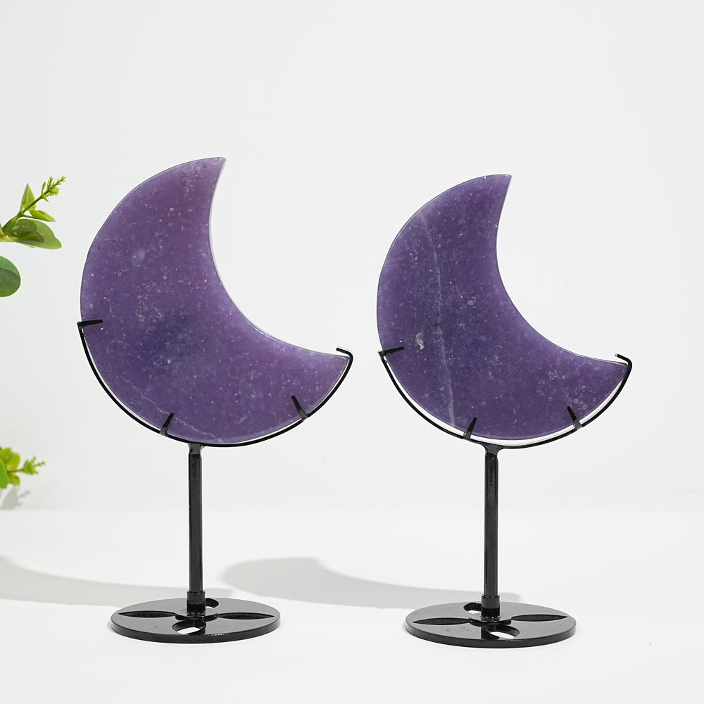 Unique,Natural Lepidolite Moon With Stand